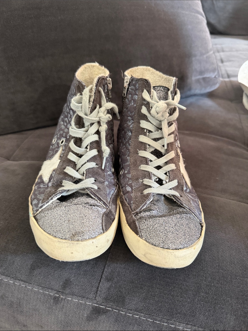 Golden Goose Metallic Brown High-Top Sneakers with Cream Star